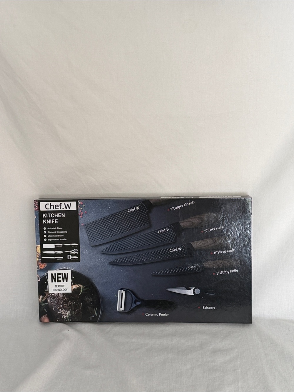 Black Kitchen Knife Set with Ceramic Peeler
